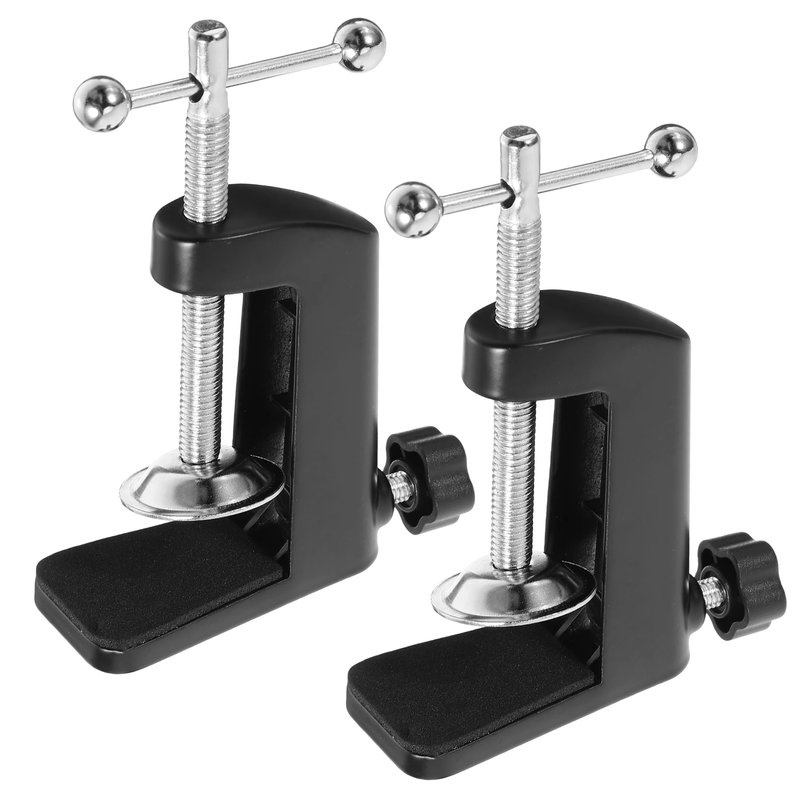 

2Pcs Phone Tablet Holder Desk Clamp Microphone Stand Dual Purpose Black Tabletop Mic Clamp Compatible Easy Storage