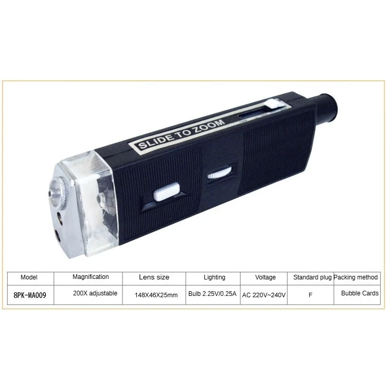 

8PK-MA009 200X Fiber Optic Microscope with 2.25V Bulb for Precise Fiber Cable Joint Inspection