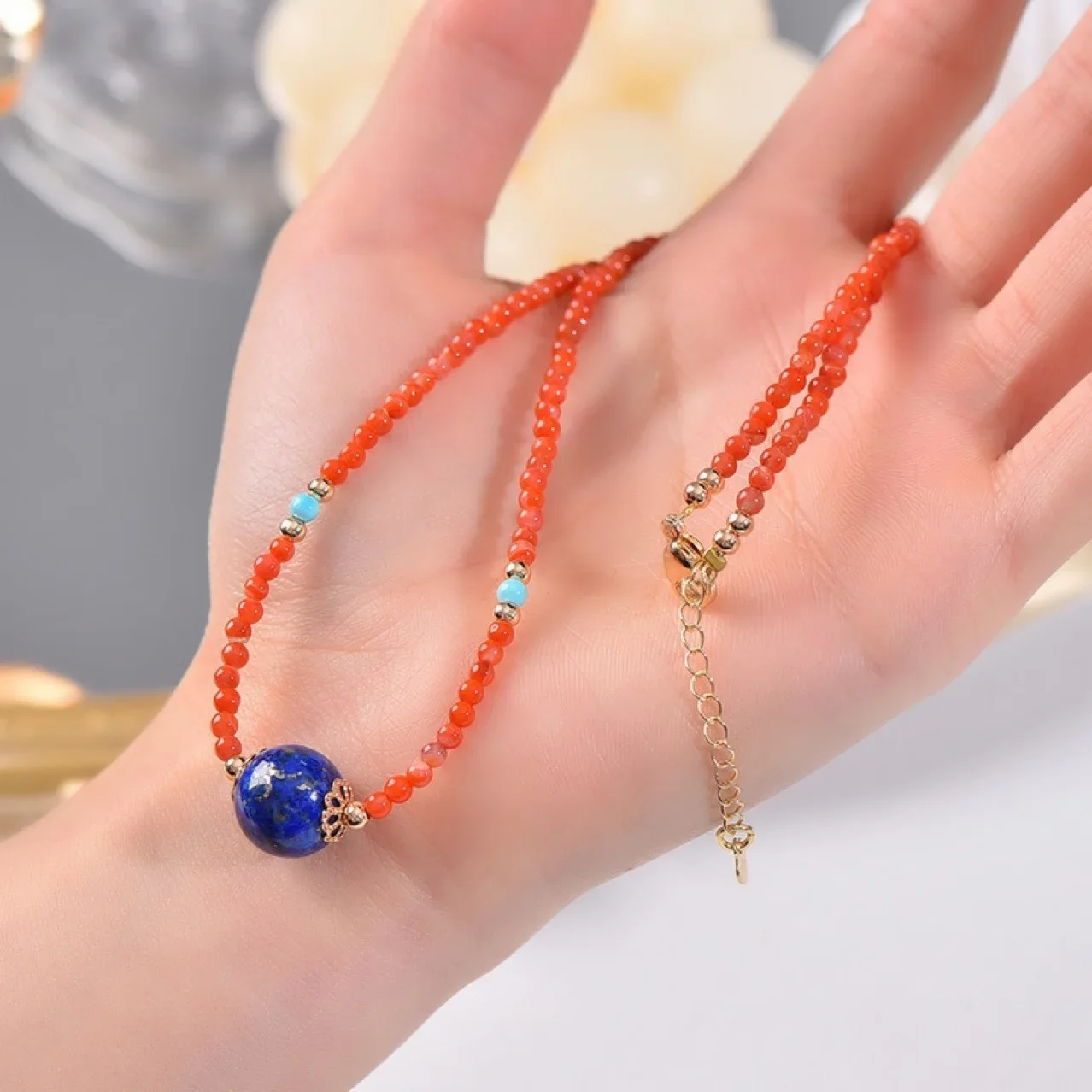 

Nanhong Agate Green Top Gifter Bead Pendant Necklace Women's Collarbone Necklace, Light Luxury Fashion, Gift