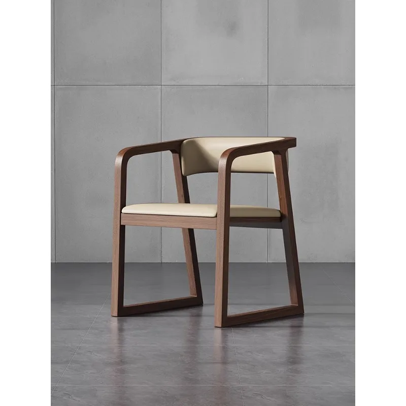 

Nordic Solid Wood Tea Table Chair Meeting Chair Hotel Restaurant Tea Chair Modern Simple Walnut Back Dining