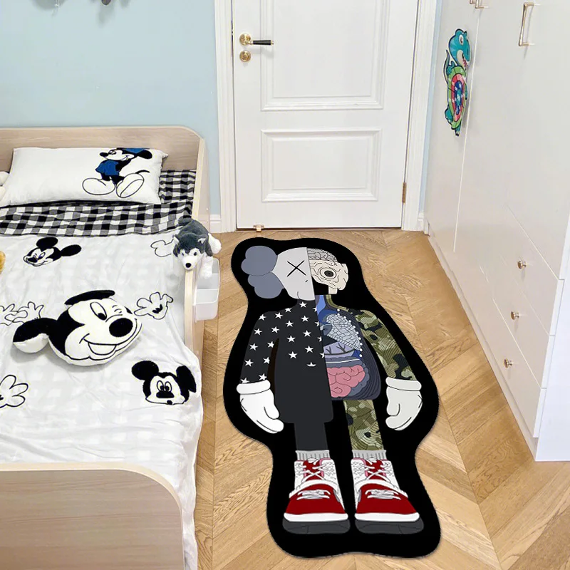 Cute Animals Carpet for Bedroom Non-slip Fashion Floor New Cartoon Bear Thin Mat Irregular Bedside Living Room Decorative Mat