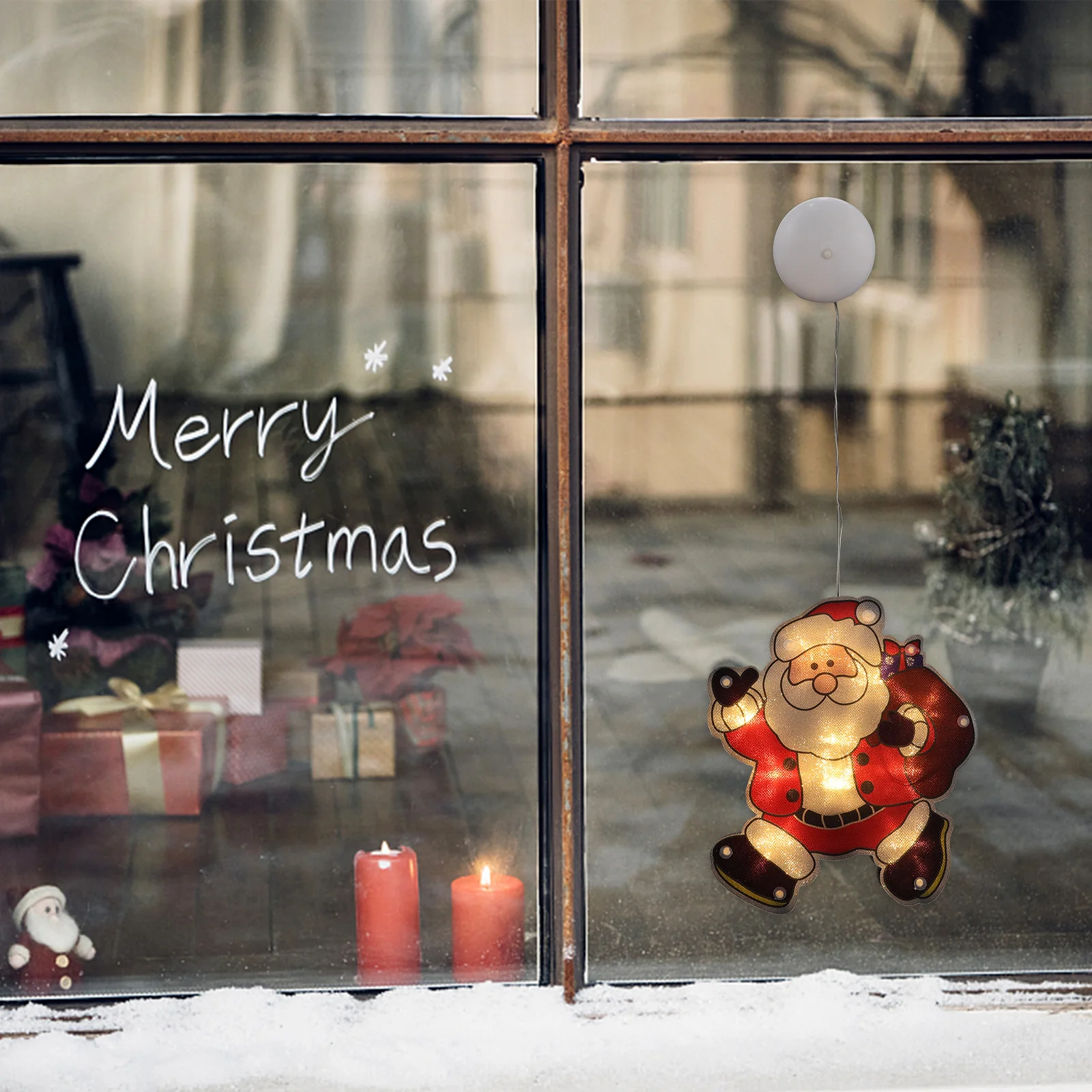 شفط كأس عيد الميلاد زينة ضوء تصميم موضوع جميل سهلة التركيب تفكيك مصباح حفلة نافذة متجر شفط الضوء #2