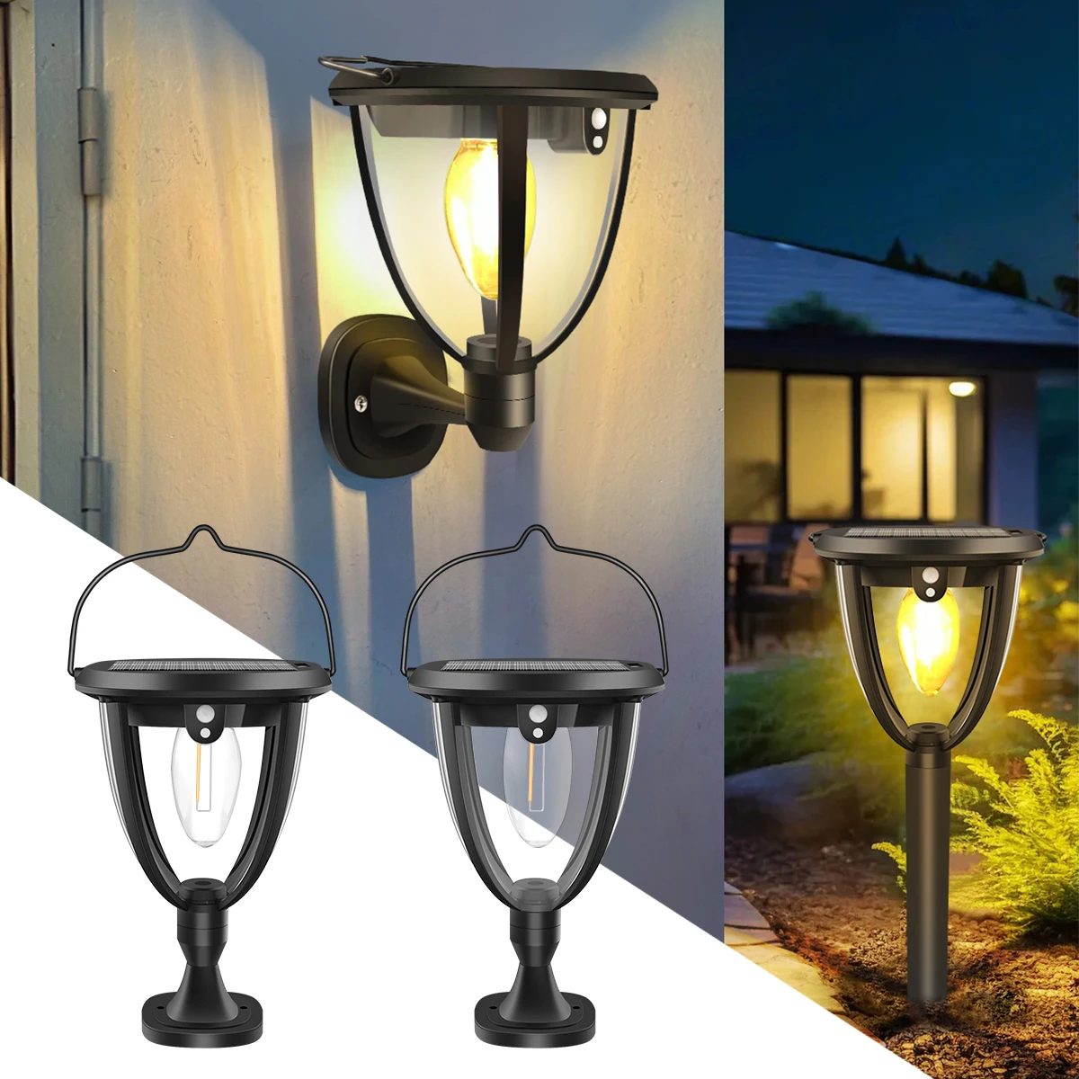 

Solar Bulb Light Solar Lights Outdoor Garden Decor with 3 Modes 3 Installation Ways IP65 Waterproof Auto On/Off for Wall Hanging