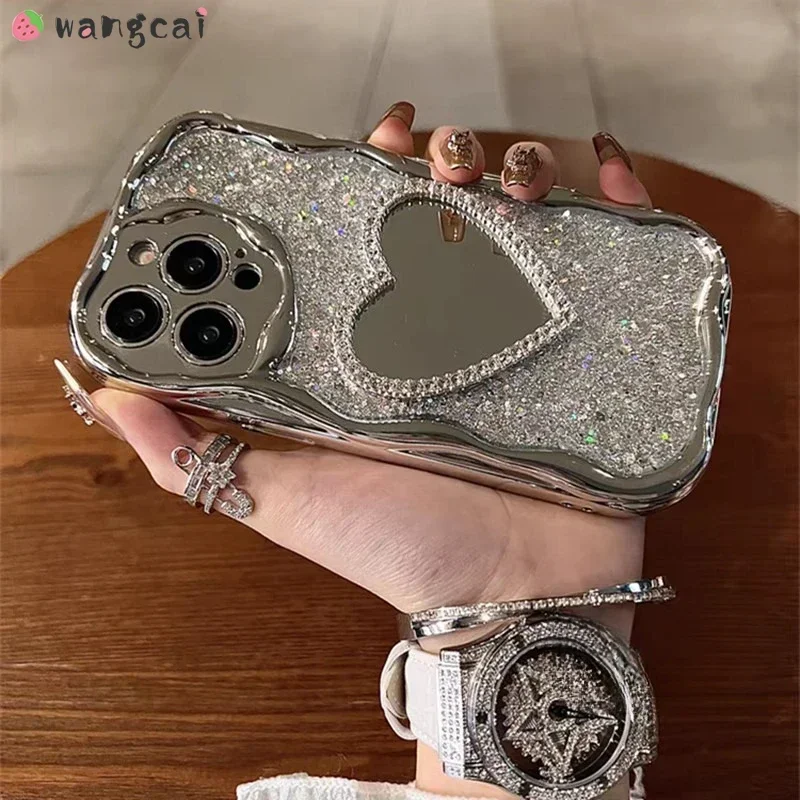 For OPPO A78 A58 A95 5G A53 A33 A32 A31 A9 A5 2020 A53S 4G F11 F9 Pro A98 A97 Phone Cover Wave Make up Mirror Cover