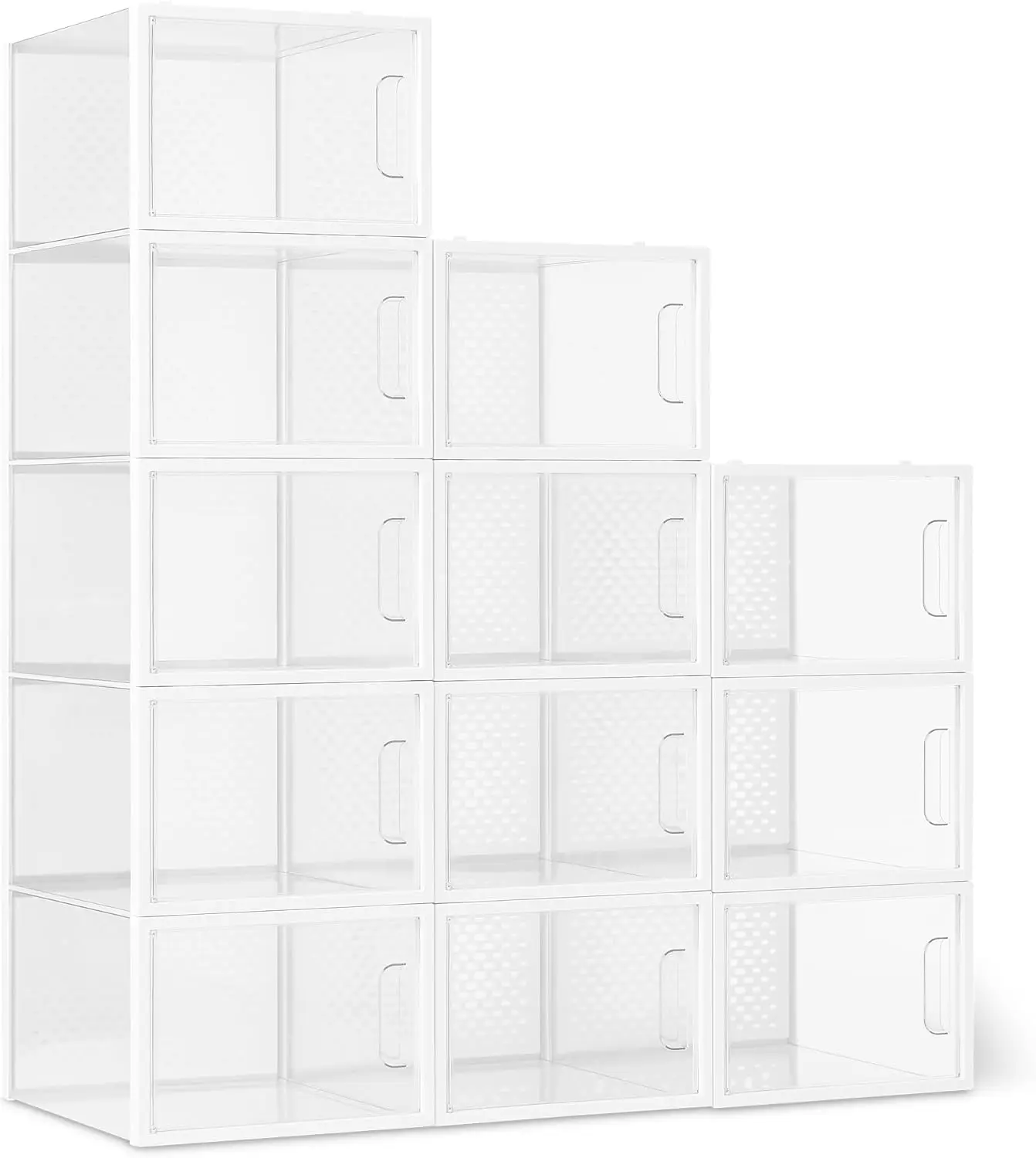 

Stackable Clear Shoe Storage Organizer Box, Large Pack of 12 for Space-Saving