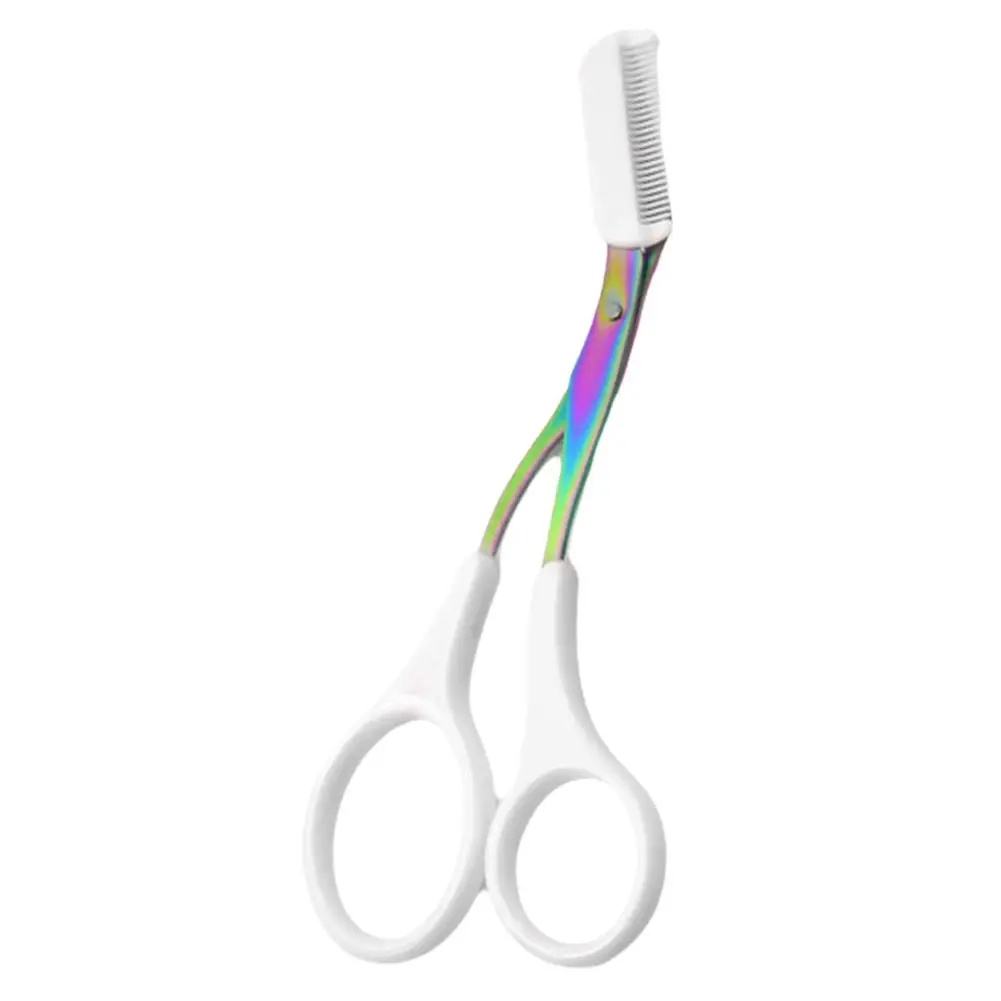 Eyebrow Trimmer Scissor Colorful Stainless Steel With Hair Shaver Comb Accessories Makeup Removal Grooming Shaping P5Y1