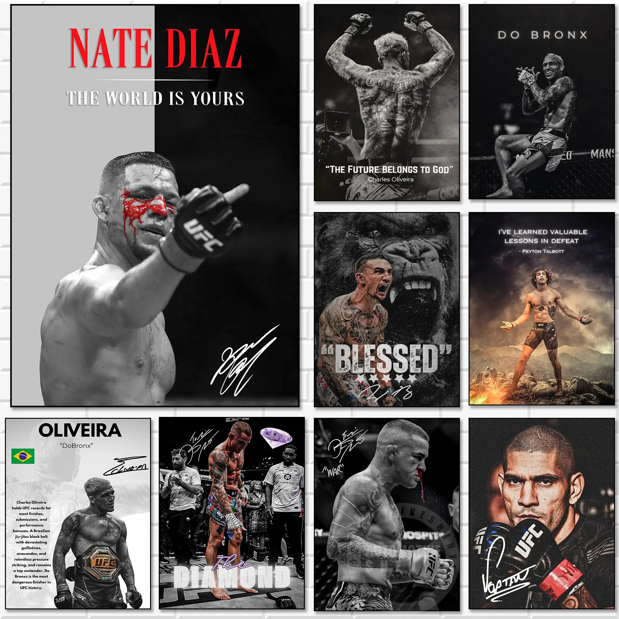 

Charles Do Bronx Oliveira Nate Diaz Fighting boxer Poster Canvas Painting legend motivational Wall Art Pictures Home Decor