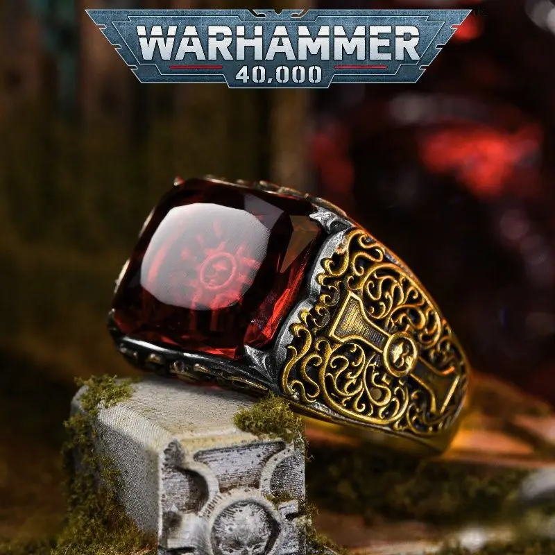 Domineering Red Zircon Rings Trial Court Those in Power Rings for Men Skull Rings Personality  Jewelry Accessories Gifts