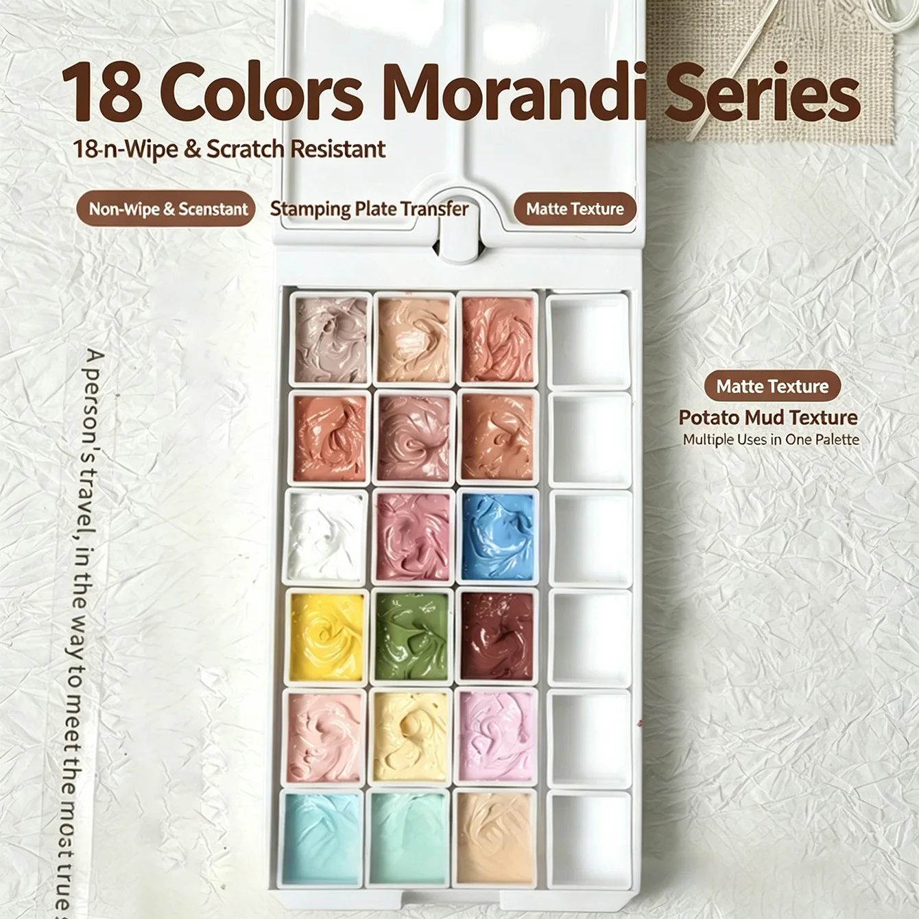 2026 New Nail Art Eighteen-Grid Morandi Gradient No-Wash Scratch-Resistant Press Gel Nail Polish Transfer Plate