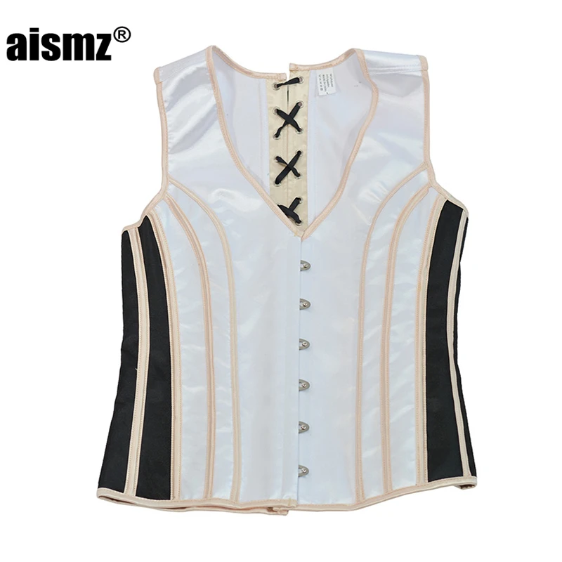 Aismz Corset Man Underwear Slim Fit Tank Top Shapewear Chest Binder Waistcoat Vest Jacket Steampunk Gothic Corset Men Shapers