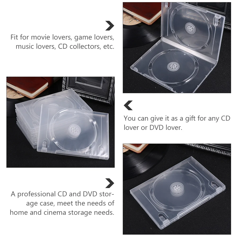 

12pcs Cd Dvd Storage Case Transparent Box Protective Organizer For Discs Dustproof Scratch Resistant Holders Movie Music Game