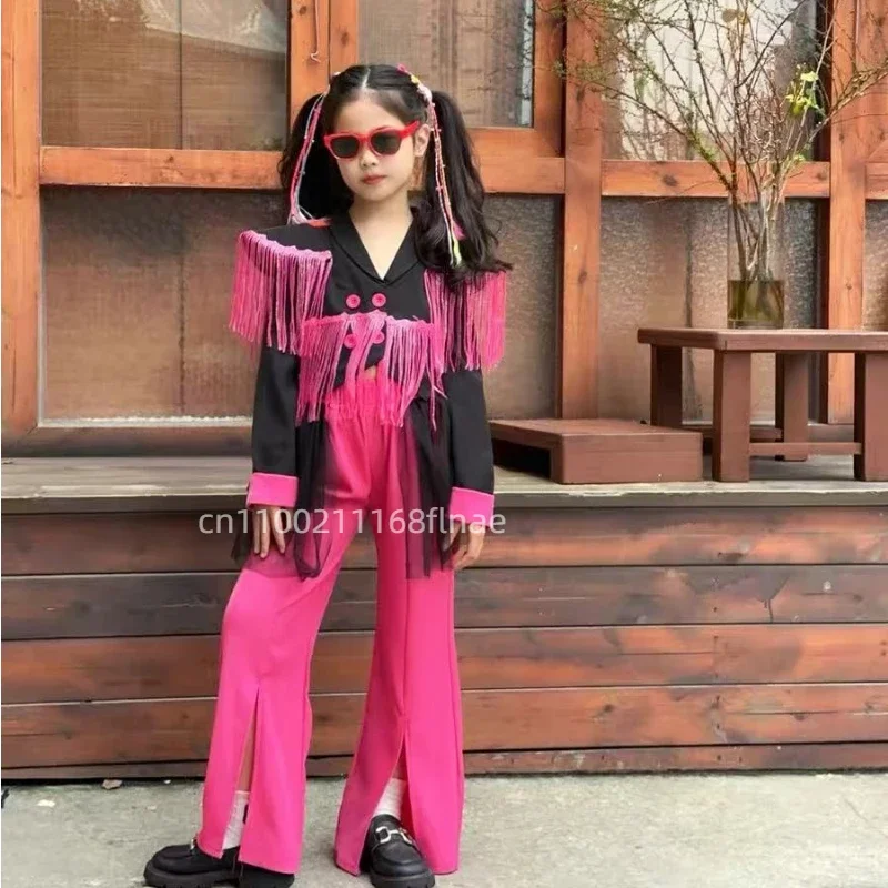 Pailletten-Performance-Kostüm für Kinder für Jazz-Tanz, trendiges modisches Pailletten-Street-Dance-Set für Mädchen, Runway-Bühnenaufführung für Mädchen
