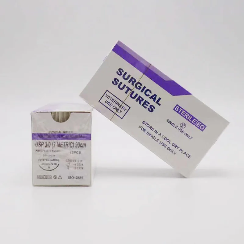 Veterinary PGA Absorbable Suture with Needle 90cm Pet Surgical Suture Supplies No Removal Surgical Supplies