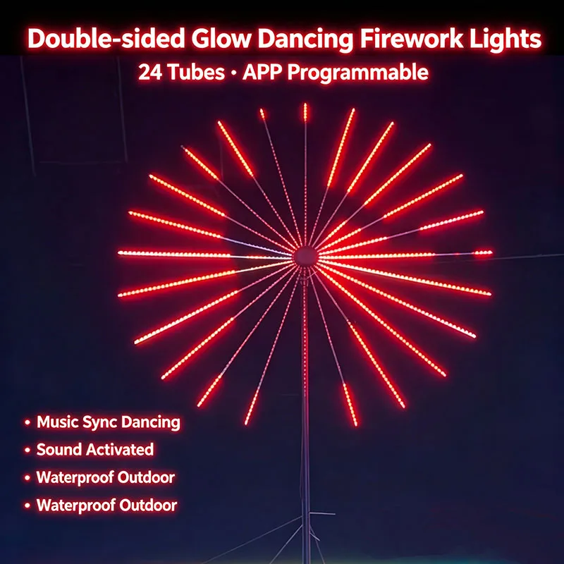 2026 NEW Firework Lights, 24 Strips Dancing Decor Lamp, Sound Activated, APP Control, Spring Festival Lighting