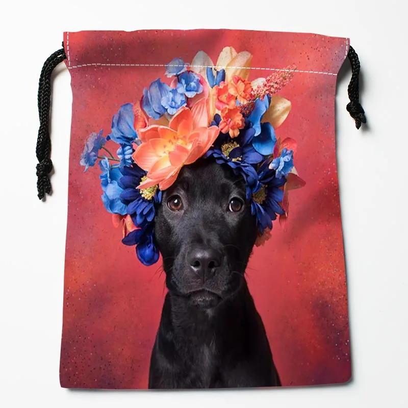 New Arrival Dogs And Flowers Drawstring Bags Dust-Proof Fabric Storage Bags Boys Girls Festive Gift 18X22cm 11-4