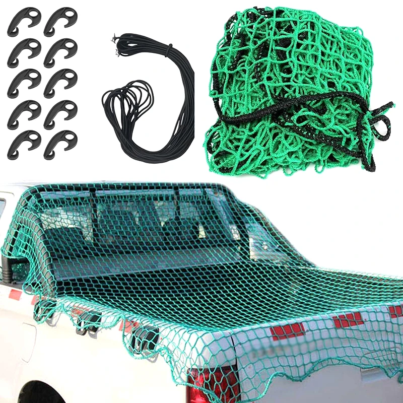 

Heavy Duty Cargo Net Safety Net With 10 Pcs Hooks Car Universal Green Truck Cargo Accessories RoofPolyethylene Professional