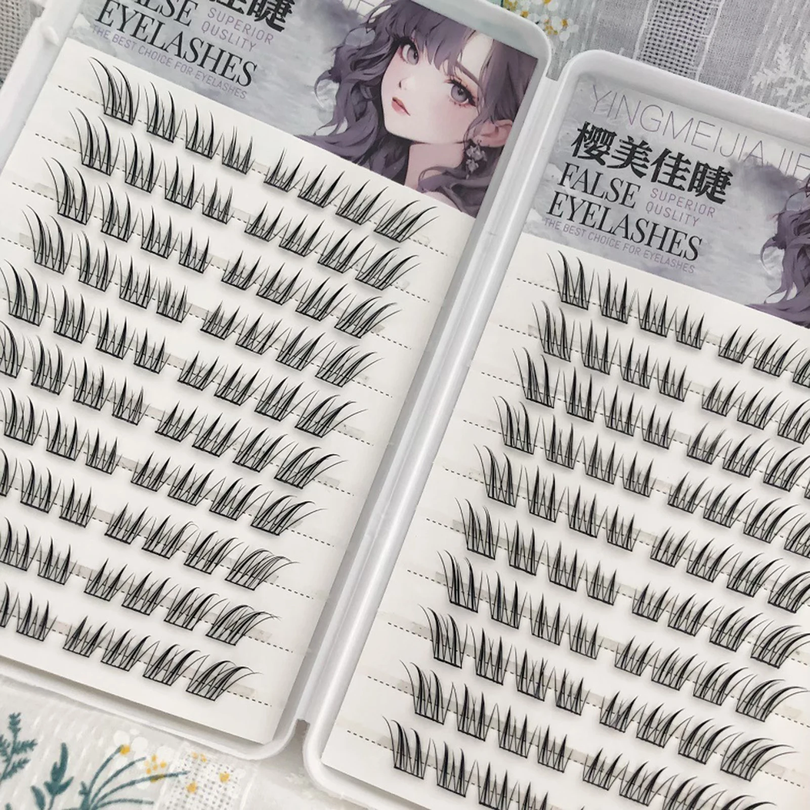 6/10/20 Rijen Vossen Valse Wimpers Lijmvrije Natuurlijke Volumineuze Vezel Wimperverlenging Voor Dagelijks Cosplay Perfecte Oogmake-up