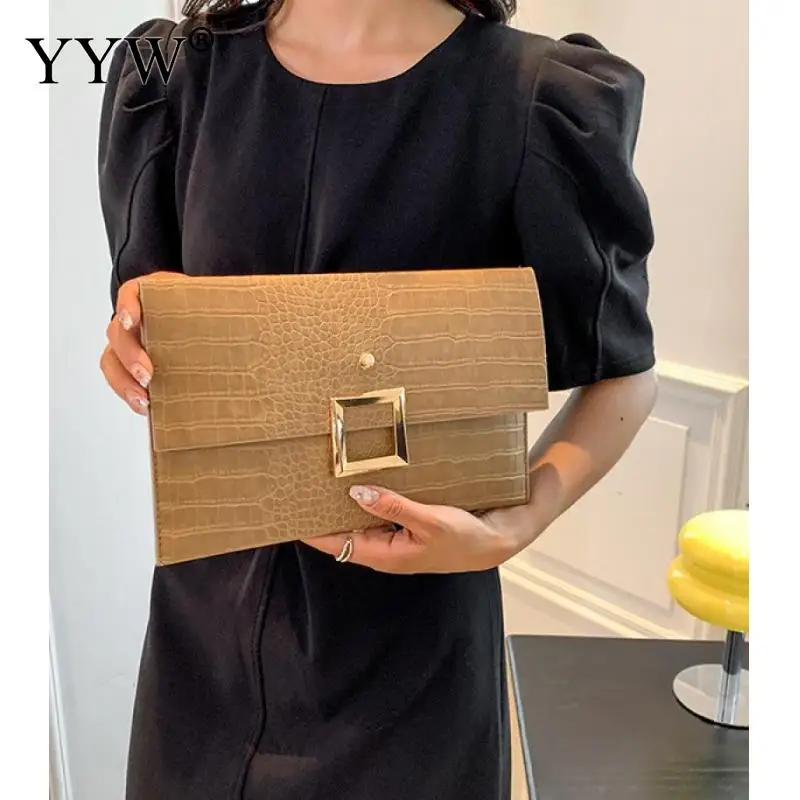 Luxury Square Button Women's Clutch Bags Fashion Brand design Urban Minimalism Envelope bag clutch purse Woman Underarm Clip Bag