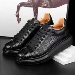 New High Crocodile New Fashionable Casual Board Leather Sponge Sole Popular Men's Comfortable Sports Men‘s Shoes Trendy Loafers