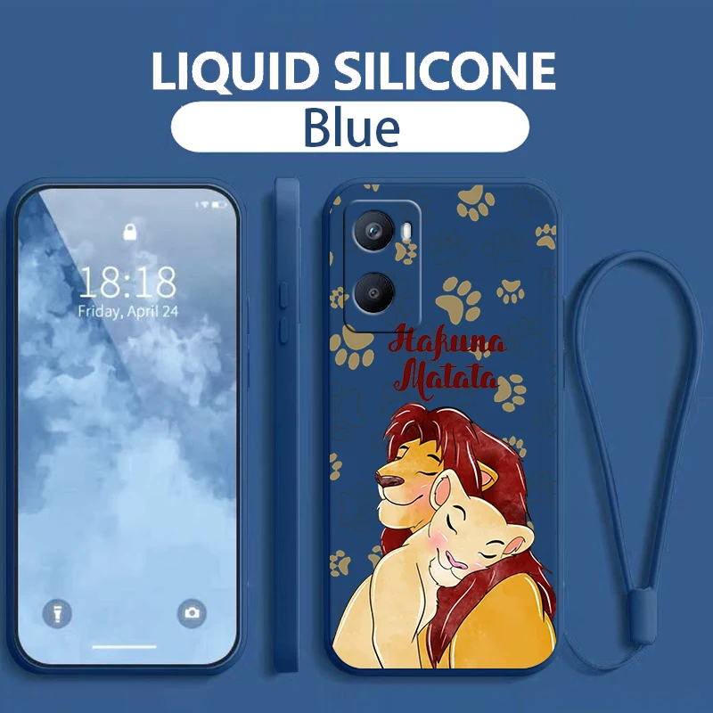 The Lion King Cute For OPPO A15 A96 A77 A57 A55 A54 A74 A93 A73 A53 A72 A9 A5 5G 4G S 2020 Liquid Rope Phone Case