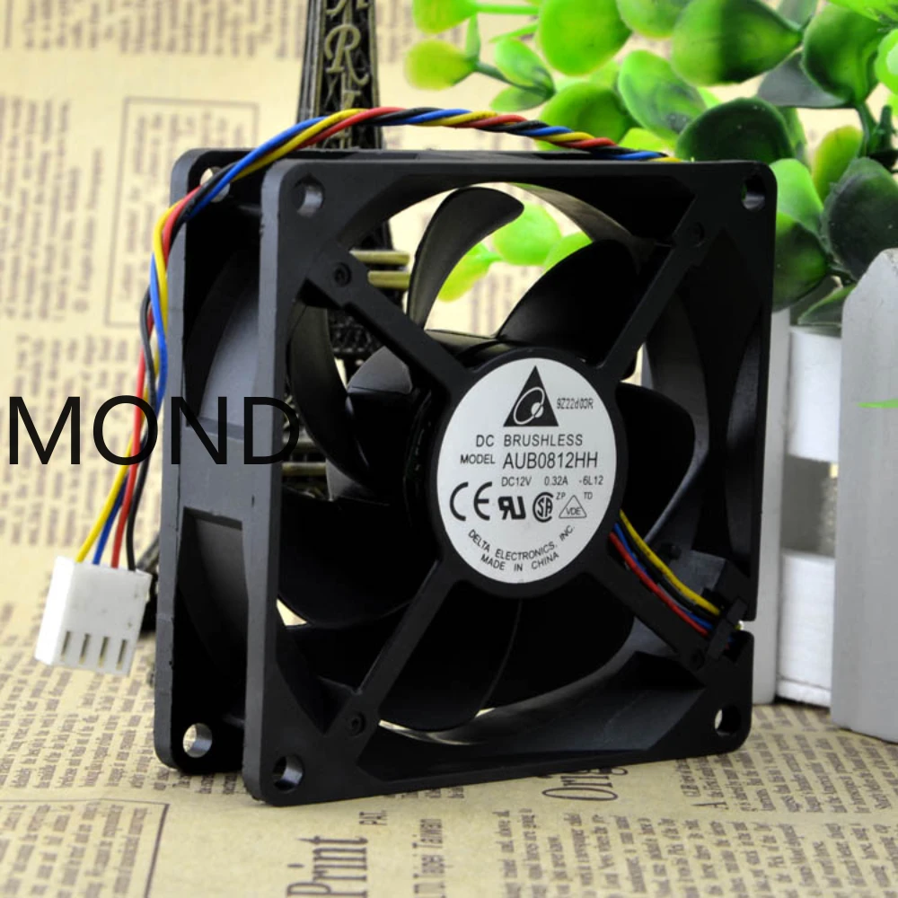 AUB0812HH 24V 0.15A Delta 8CM 8025 Temperature Controlled High Airflow Fan Nano Ceramic Bearing Cooling Fan