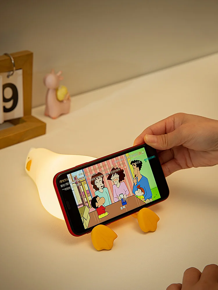 Lying Flat Duck Night Light Silicone Dimmable Nightlight Rechargeable Bedside Touch Lamp for Breastfeeding Kawaii Room