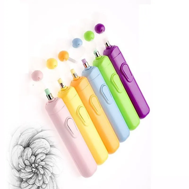 1pc Battery Operated Electric Automatic Eraser School Supply Stationery Child Day Party Gift Student Writing Drawing Tools