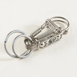 Stainless Steel Handicraft Key Buckle Engraved Divine Beast Matte Bead Trinket Car Keyring Creative Lovers Gift Small Decoration