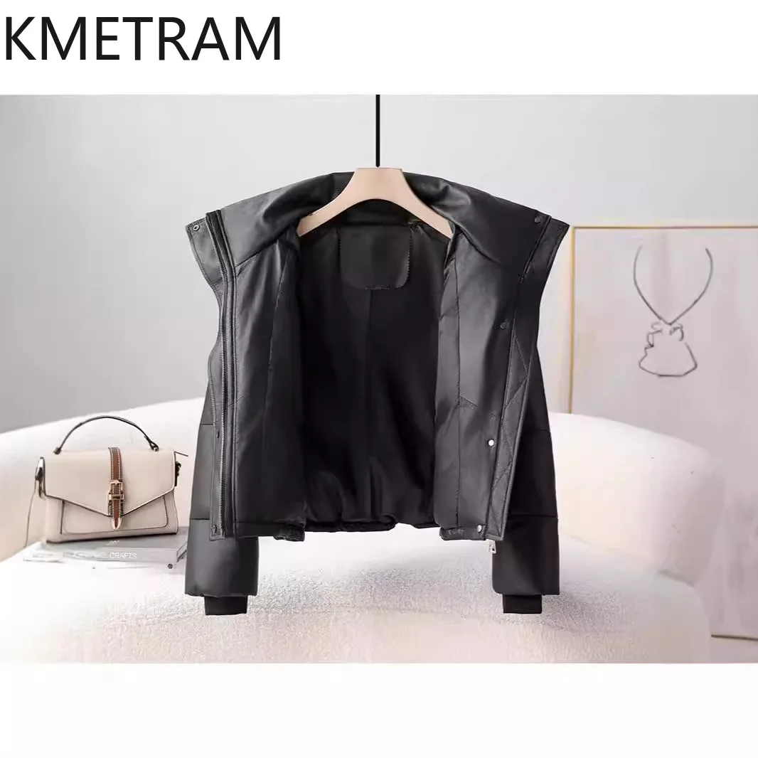 100% Sheepskin Puffer Jacket Women High Quality Genuine Leather Short Down Coats 2025 Winter Clothes Woman Пуховик Женский