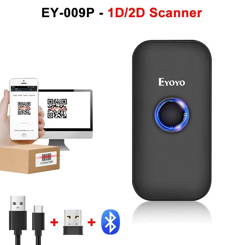 New! Mini Portable 1D 2D Bluetooth Barcode Scanner QR Code Screen Image Reader PDF417 Data Matrix COMS Scanning USB Wired/2.4G