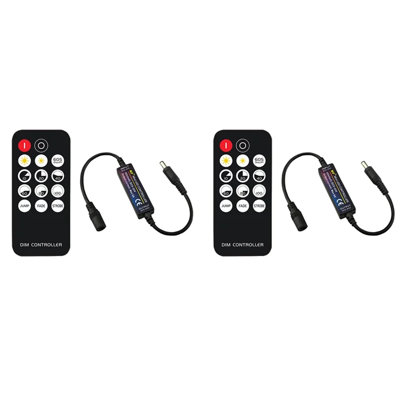 ABUP-2X RF Remote Controller LED Dimmer DC5V-24V Brightness Adjustment 14-Key Dimmable Connector Switch For LED Strip Light