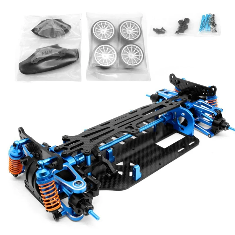 1 Piece Aluminum Shaft Drive Carbon Brazed Frame 1/10 4Wd RV Frame Kit Aluminum + Carbon Fiber New For Tamiya Tt01 Tt01e Car