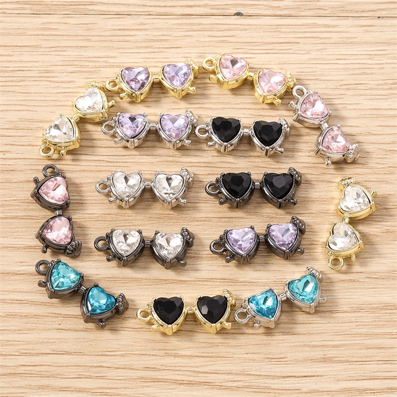 5 Stück niedliche, bunte Mini-Sonnenbrillen-Anhänger in Form von Kristallherzen für die Schmuckherstellung, zum Basteln von Halsketten, Ohrringen und anderen DIY-Accessoires. – Detail 10