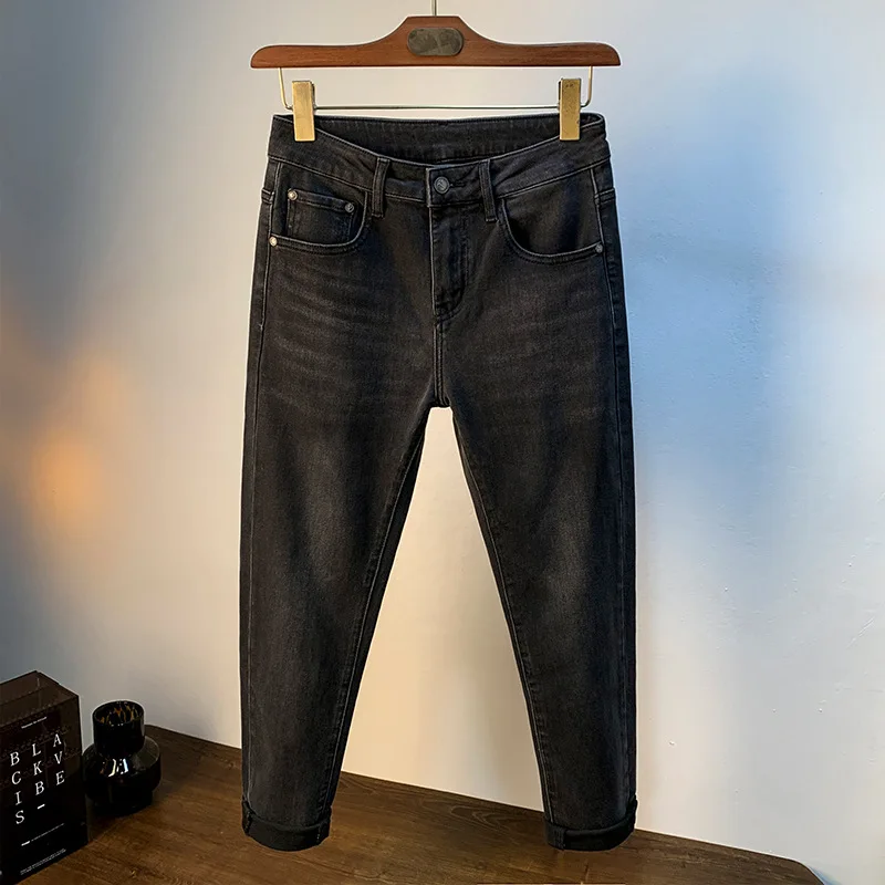 Jeans casual masculino, slim fit, magro, high-end, luxo acessível, calça jeans, nova moda de outono, moda, 2022