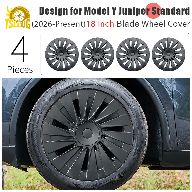 4 pièces pour Tesla Model Y Juniper 2026-Présent, enjoliveurs de roue de remplacement de 18 pouces style 40th, accessoires de protection intégrale des jantes