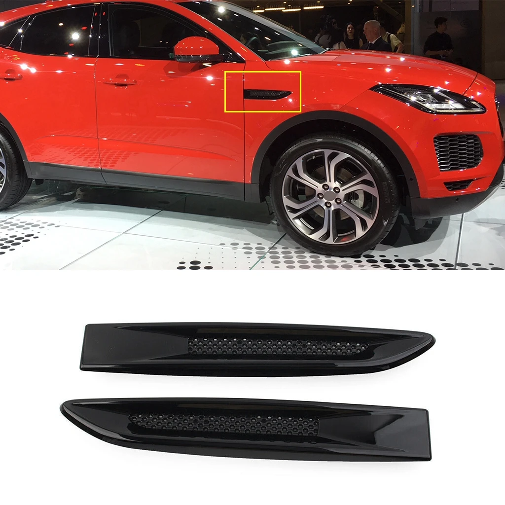 2Pcs Black Front Fender Air Vent Outlet Grille Trim for Jaguar XE F-Pace 2016 2017 2018 2019 2020 Car Accessories