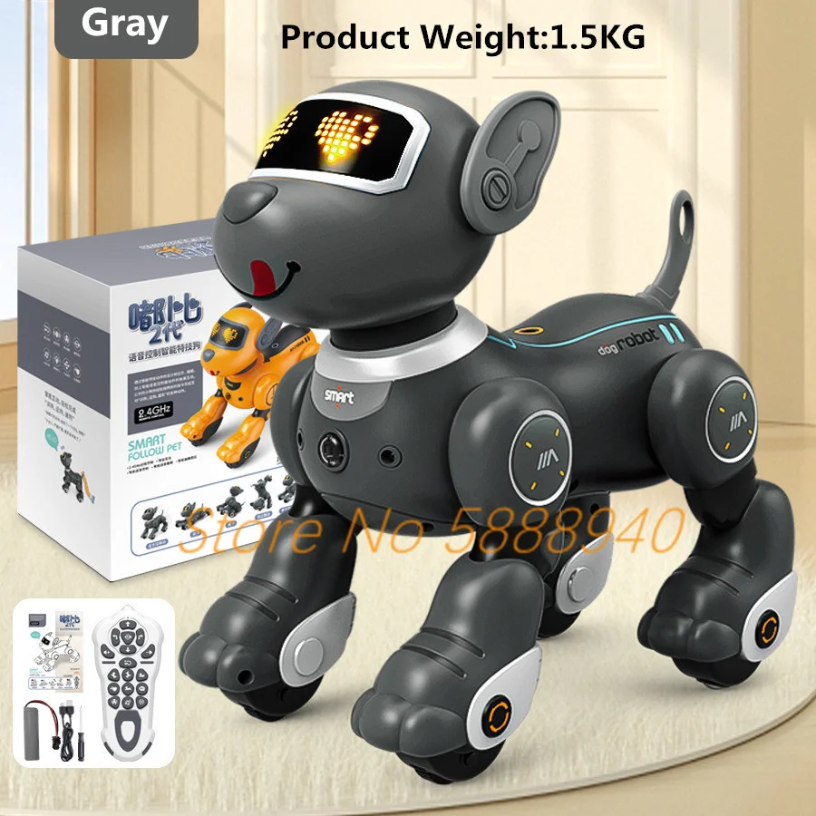 Parent-Child Interaction Touch Sensing Remote Control Robot Dog 2.4G DIY Program Limbs Movable Walking Roll Stunt RC Pet Dog Toy