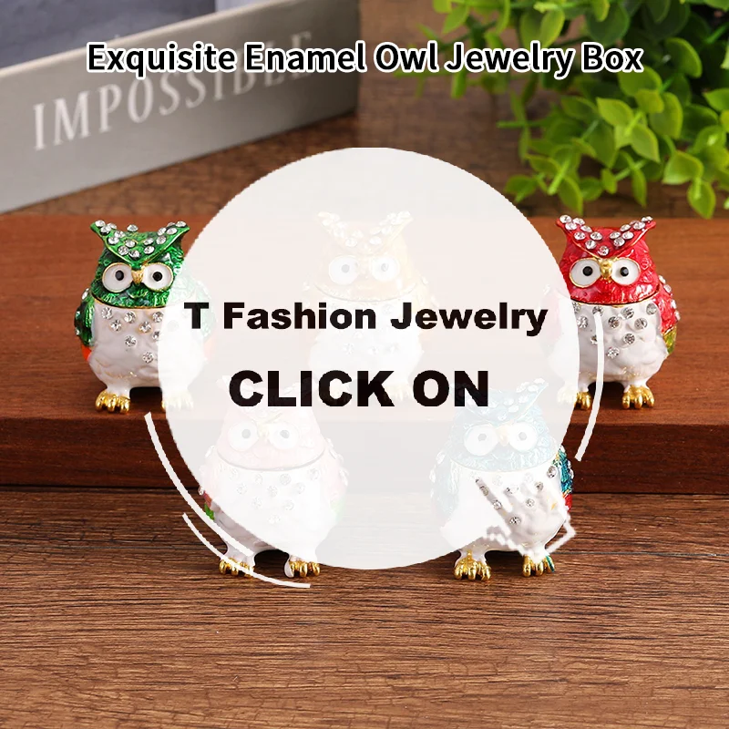 1 قطعة صندوق مجوهرات على شكل بومة من حجر الراين الملون ، صندوق صغير من المينا ، صندوق تخزين رائع لسطح المكتب لتخزين المجوهرات