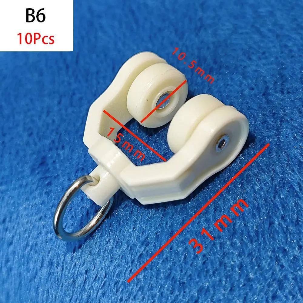 10Pcs Straight Curved Track Rollers Curtain Wheels Rail Furniture Hardware Curtains Hook Ring Slider Curtain Rod Pulley