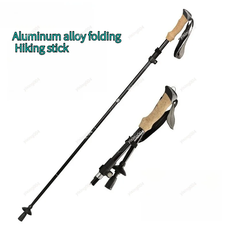 Aluminum Alloy Folding Trekking Pole Extended Handle Multi-function Outdoor Walking Stick