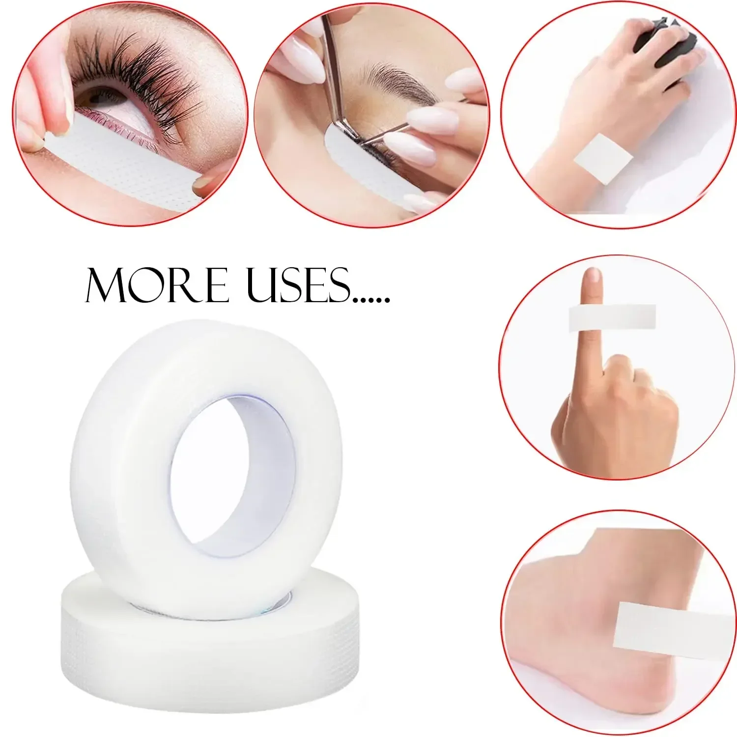 Wimpernband, transparenter Klebestoff, 9 m/10 Yard/Rolle, selbstklebendes, atmungsaktives Mikroporen-Stoffband für die Wimpernverlängerungsversorgung – Detail 2