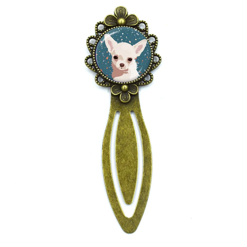 New Chihuahua  Collection Bookmark Book Mark Label Glass Gems Book Page Marker For Gift School Office Decor