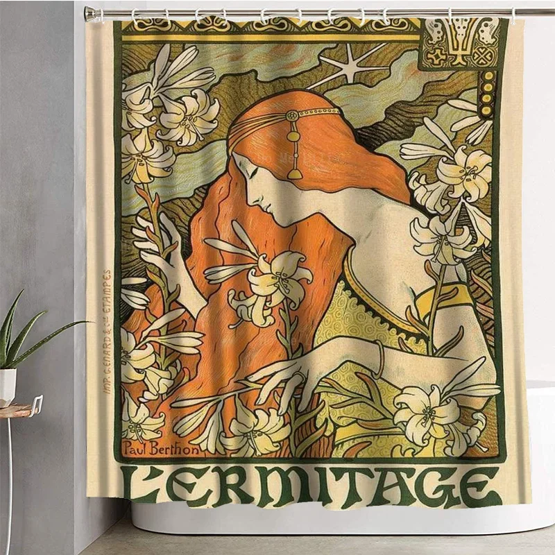 Art Nouveau French Beauty Among The Flowers Shower Curtain By Ho Me Lili For Bathroom Decor