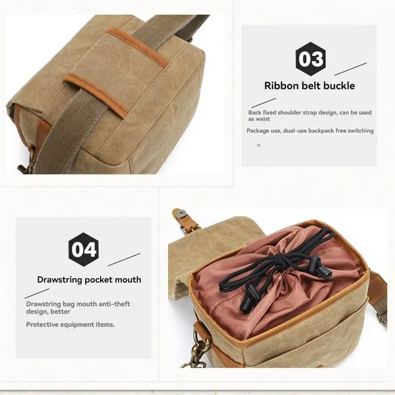 Canvas SLR Camera Bag Micro Single Messenger Bags Waterproof Wear-Resistant Shoulder Photography Backpacks B-Y41A