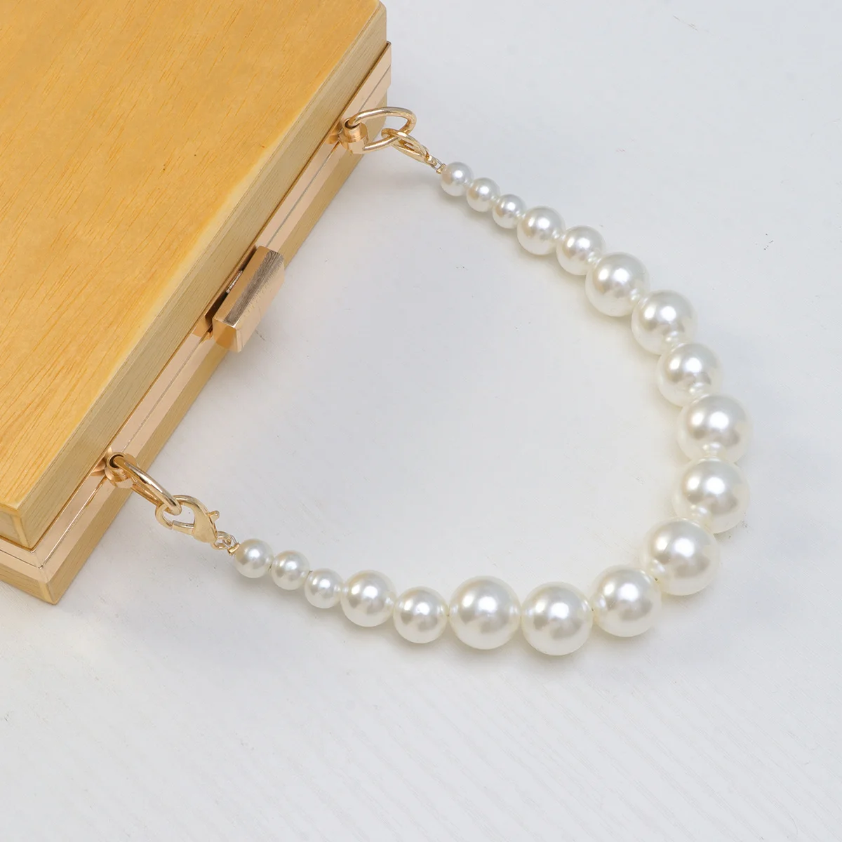 

Imitation Pearl Strap 30 Cm Short Handle Chain Handbag Decoration Accessories Clutches Purse DIY Replacement Metal Buckle Sturdy