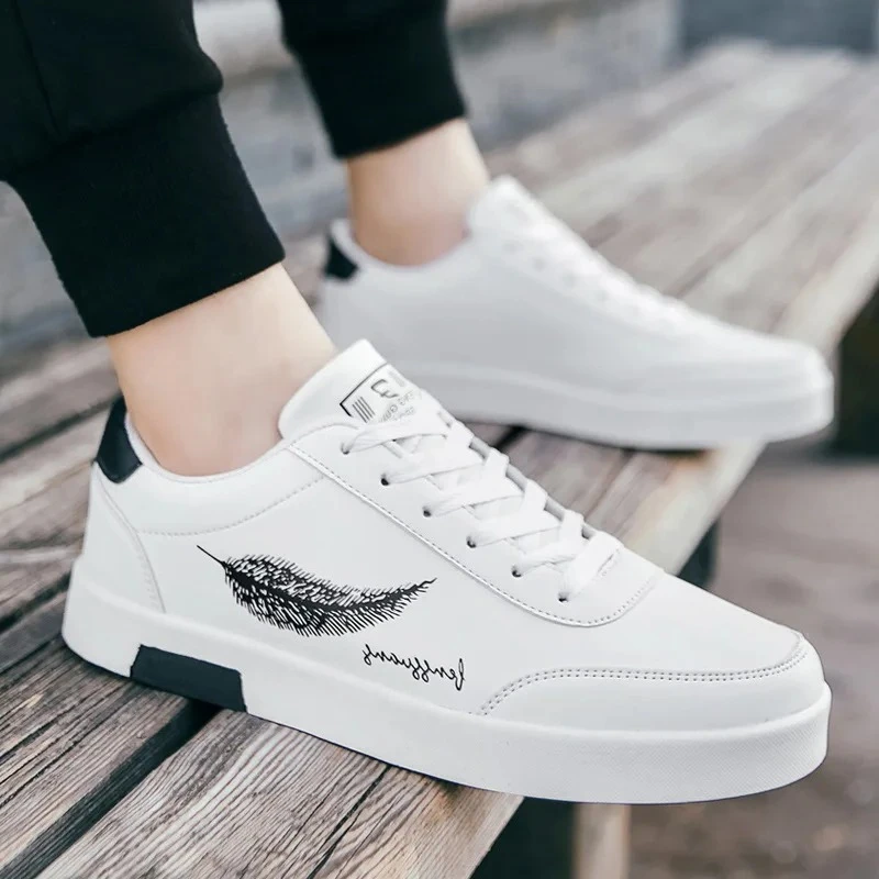

Men's Casual Sneakers Zapatillas De Hombre White Sports Shoes Trendy Men Casual Leather Man Flats Comfort Hard-Wearing