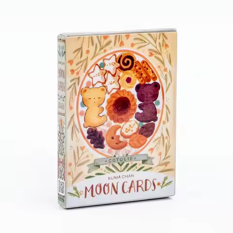 Cotolie KUMACHAN MOON CARDS 24 Pcs Deck English Version Adorable Bear Oracle Cards Board Game for Family Party 10.4*7.4cm