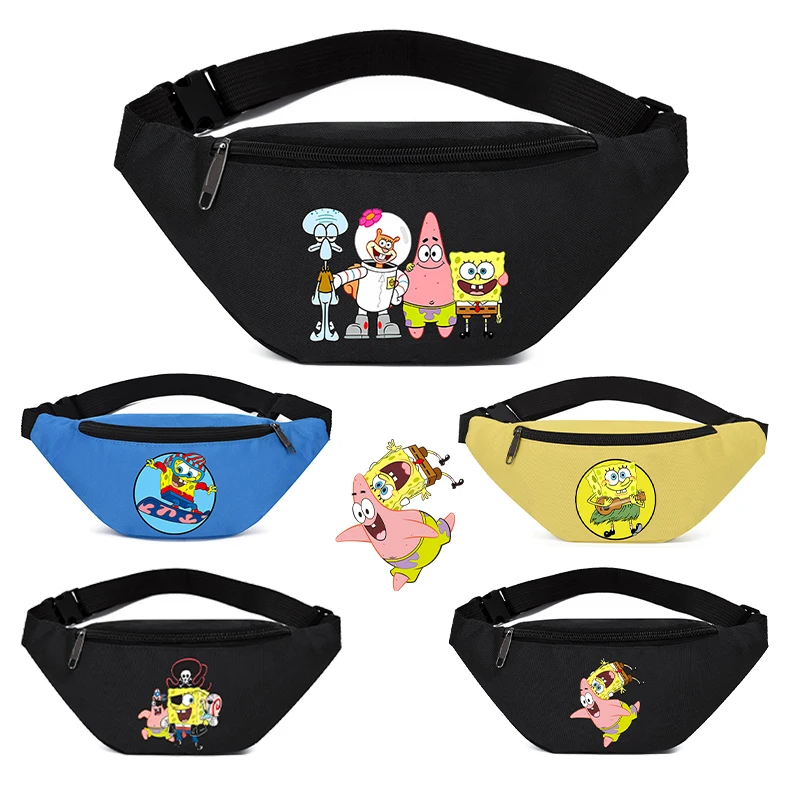 SpongeBob SquarePants Men Women Pocket Waist Bags Anime Cartoon Teenage Student Sport Satchel Belt Case Shoulder Crossbody Packs