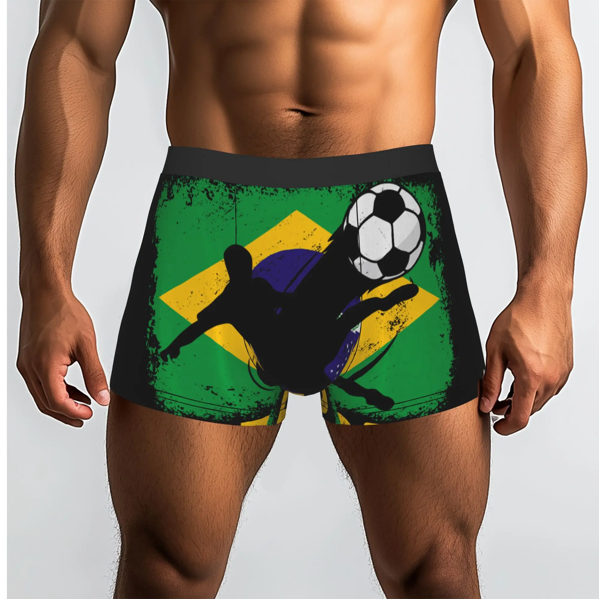 Brazilian National Flag Brazil Football  Brasil Underpants Breathbale Panties Men's Underwear Print Shorts Boxer Briefs