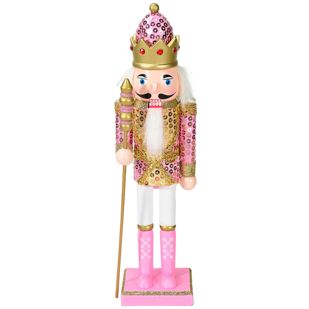

Pink Scale 30CM Wooden Nutcracker Soldier Natural Wood Craft Ornament Xmas Party Theme Figurine Table
